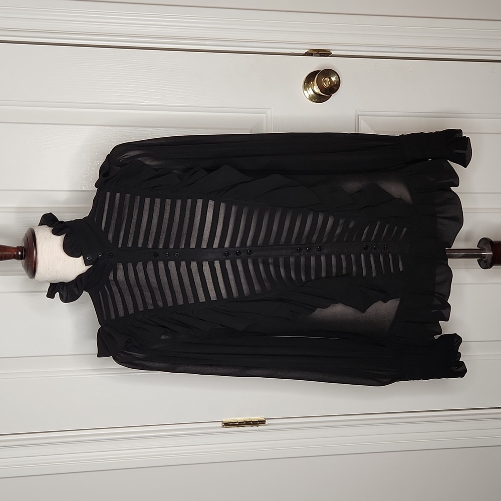 Zara Black Ruffled Sheer Blouse